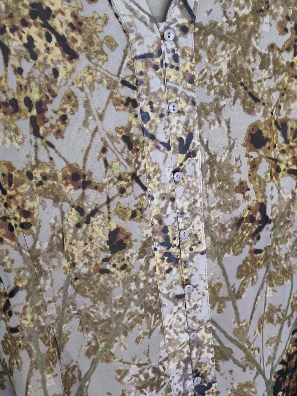 Coldwater Creek Sheer Long Sleeve Button Down Brown Floral Fall Vibes XL (18) - Picture 3 of 12